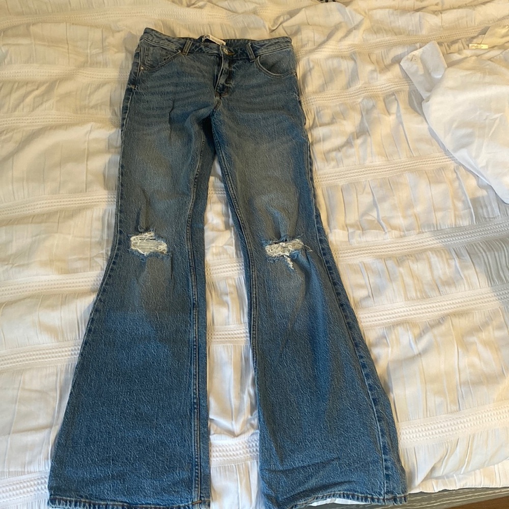 Zara flared ripped jeans